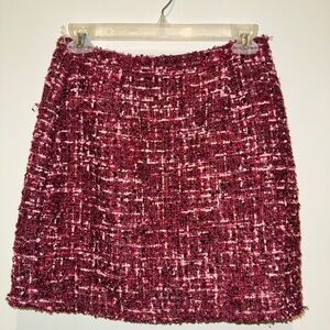 Entro A-Line Tweed Skirt in Rich Burgundy